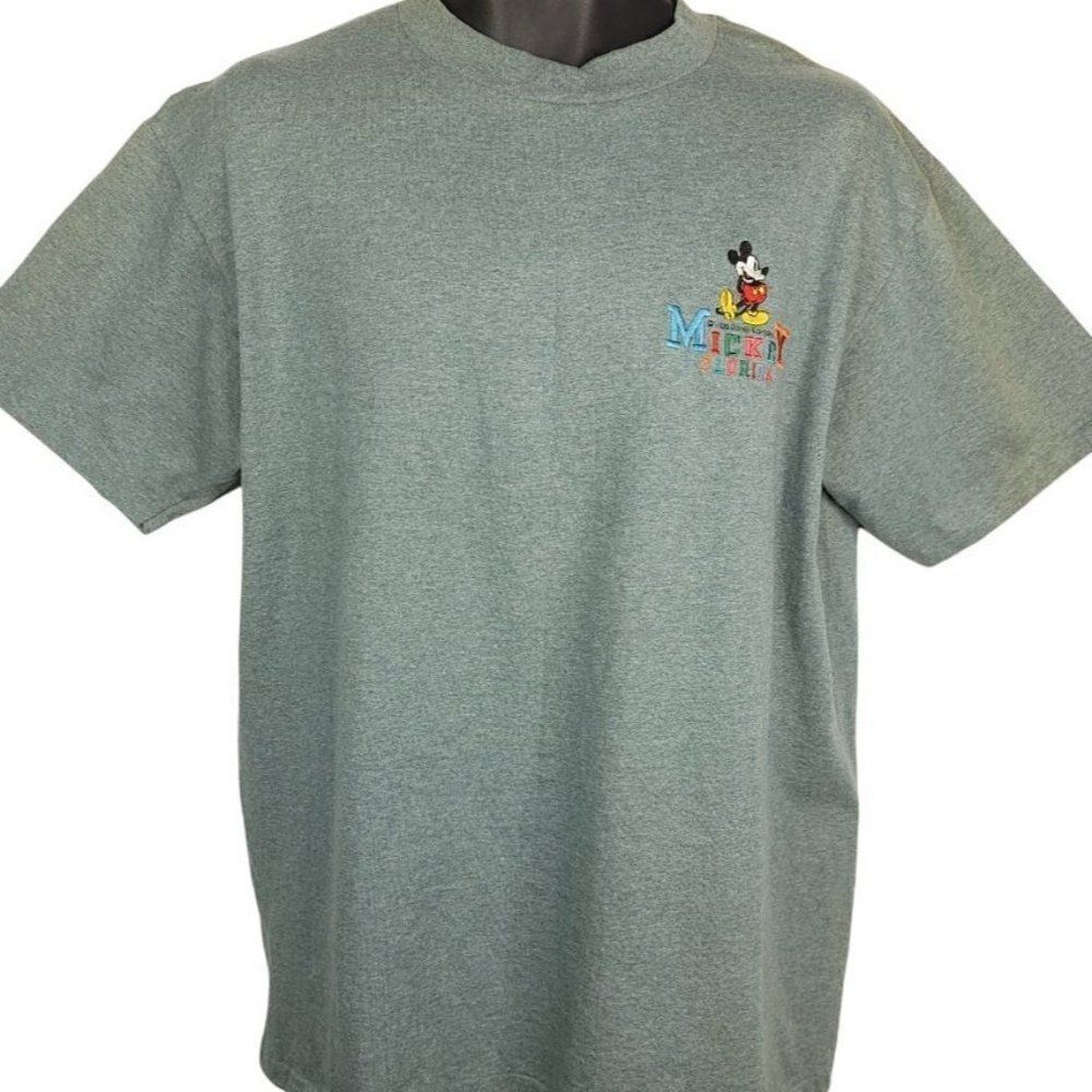 Mickey Mouse T Shirt Vintage 90s Walt Disney Embroidered Made In USA Mens Size L